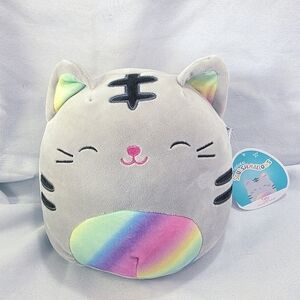 Squishmallows Tally Cat Plush Stuffed Toy Rainbow Ears Belly Tag 8.5 Inch 2021